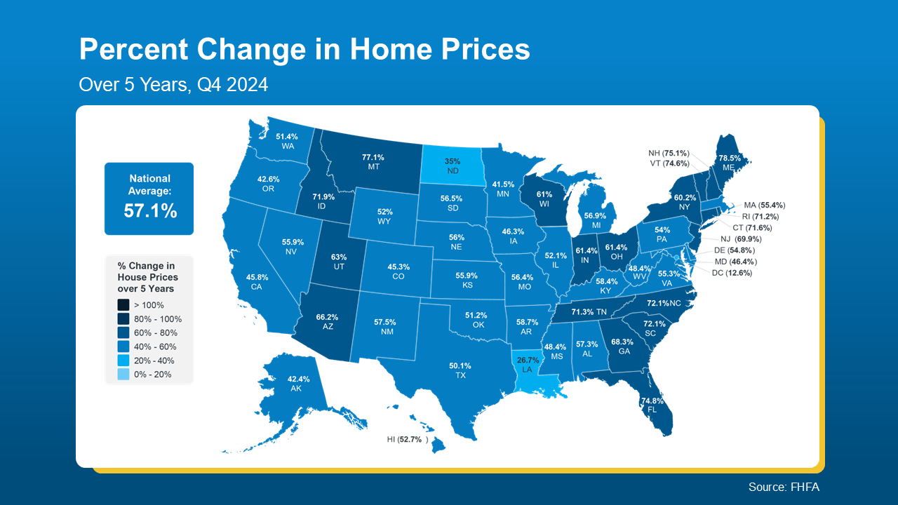Map showing U.S. home price changes, 2024.